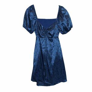 Altar'd State Floral Puff Sleeve Mini Dress With Smocked Bodice Open Back, M, NW